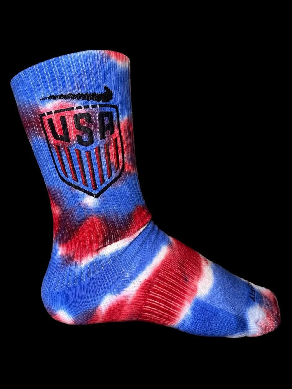 Nike USA Tie-Dye Crew Socks - Blue, Red & White And Made